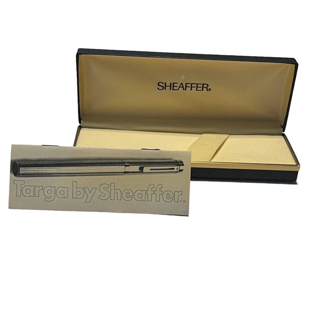 VTG Sheaffer Targa Pen‎ Box Case Only Black Gold Trim Inserts Pillow No Pen